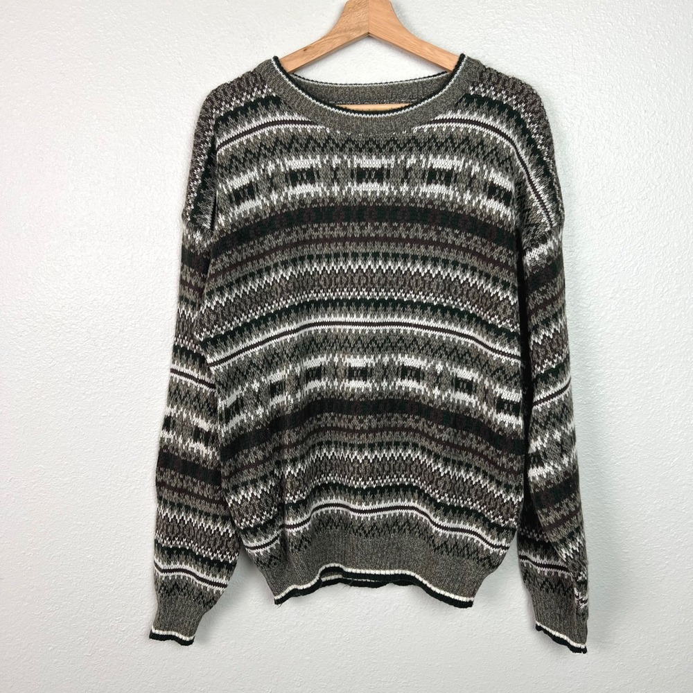 Trading‎ Company Mens XL VTG 90s Geometric Pattern Knit Sweater Dad Academia